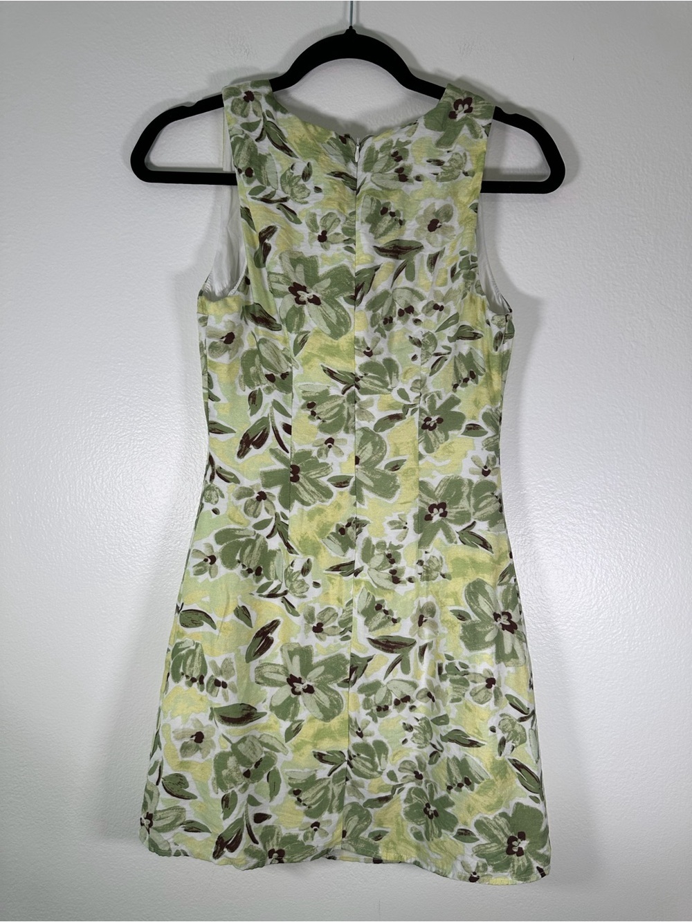 Lulus Green Floral Linen Blend Mini Dress XS Cottagecore - Picture 11 of 12